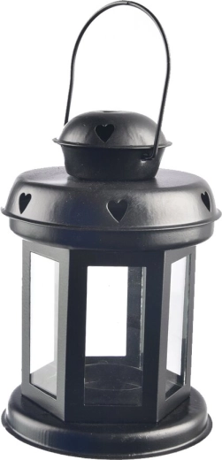 Black metal lantern with a heart