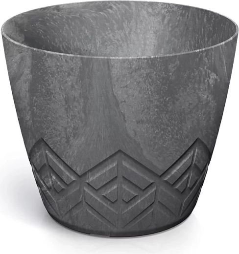 Plastic flower pot with concrete effect Areco 13.8 cm, marengo gray