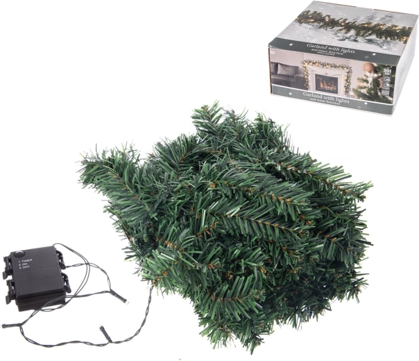 Зелена LED светлинна гирлянда с таймер 270 см (30 LED)