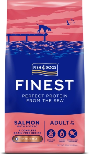 Fish4Dogs Finest сьомга с картофи – гранули за възрастни кучета, малък размер 12 кг