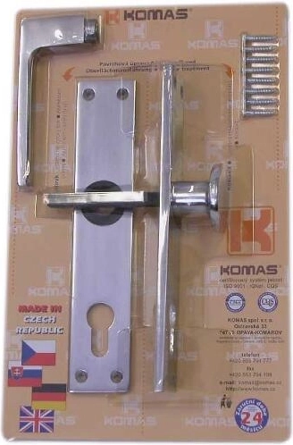 Door handle with knob for cylinder, aluminum, blister pack