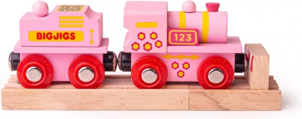 Розов локомотив с тендер BIGJIGS Rail