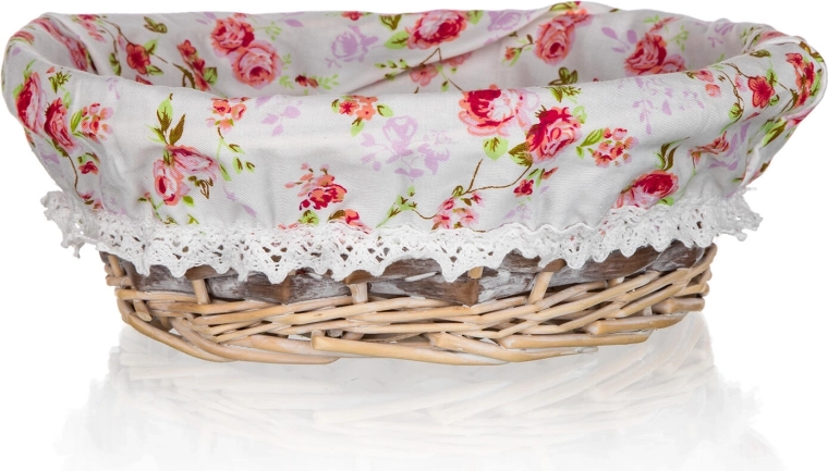 Плетена кръгла кошничка Roses 25 × 9 см с памучна вложка