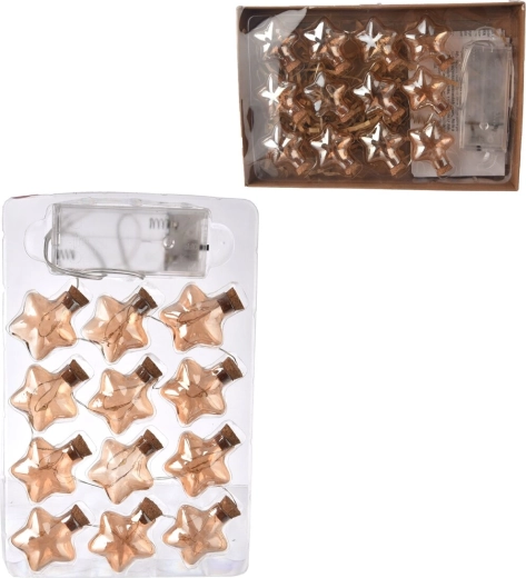 LED светлинна верига звезди – топло жълта, 12 LED, 140 см