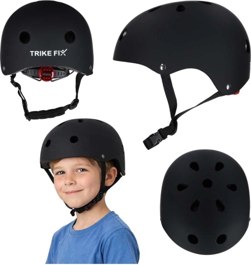 Kids’ bike helmet with LED TRIKE FIX, size M (55–58 cm), black