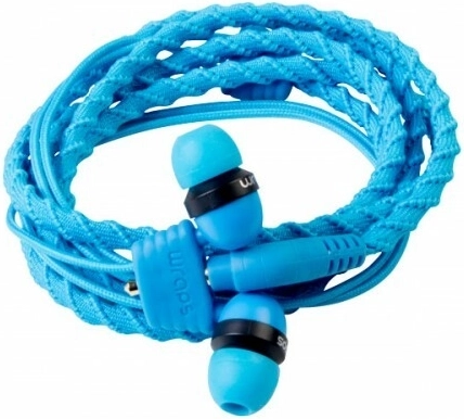 Wraps Classic Blue in-ear headphones with bracelet design