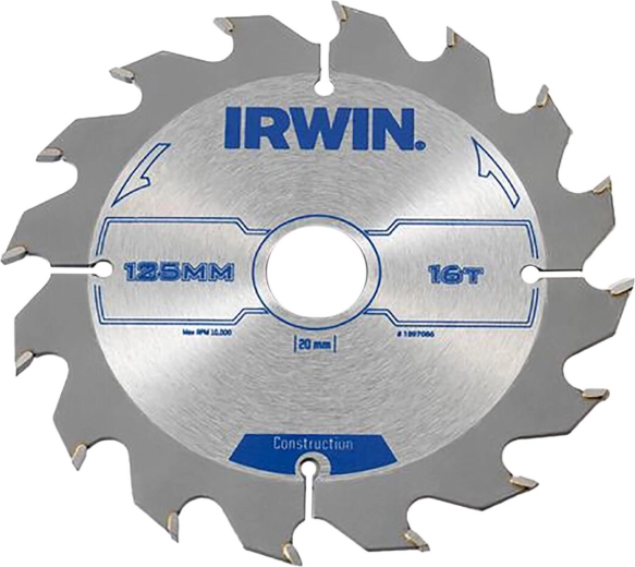 Диск за циркуляр IRWIN 125 мм, 16 зъба, за дърво
