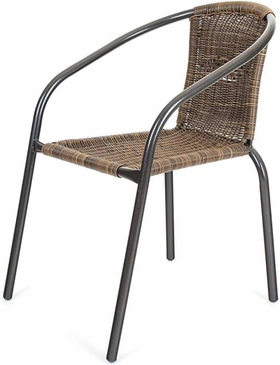 Garden chair made of steel and faux rattan, brown, 64 × 53 × 73 cm