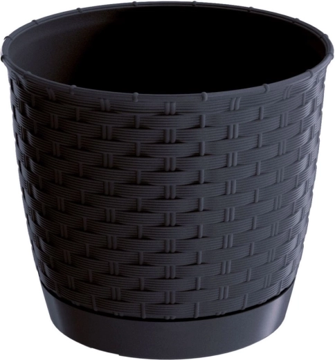 Ratolla Round Flower Pot 25 cm anthracite with integrated saucer