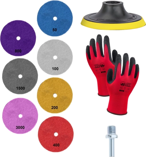 Комплект диамантени полиращи дискове с ръкавици