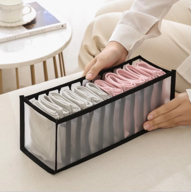 Wardrobe organizer with 11 compartments for underwear - black