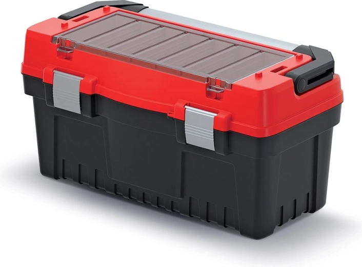 EVO tool box with metal handle and locks, 548 × 274 × 286 mm, red
