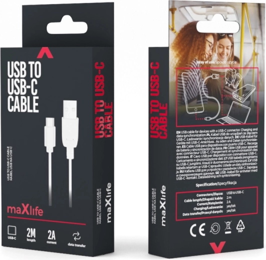 Maxlife USB – USB‑C Cable 2 m White