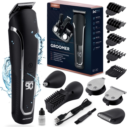 Комплект за бръснене и подстригване Berdsen 6в1 Barber Master черен