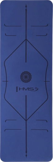Постелка за йога HMS YM10 – тъмносиня TPE с водещи линии