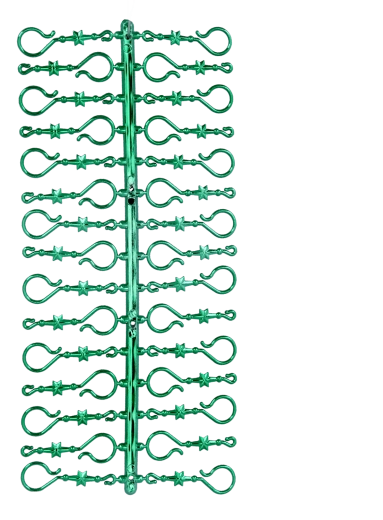 Green glossy hooks for Christmas ornaments 30 pcs