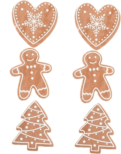 Felt gingerbread ornament, brown 5 cm, 6 pcs