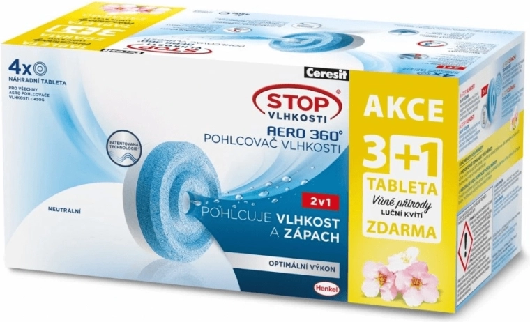 Ceresit Stop Moisture AERO 360° refill tablets 2-in-1, 3× neutral + 1× meadow flowers