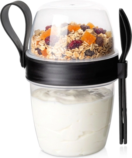 Vilde travel yogurt cup with separate muesli compartment and cutlery 700 ml