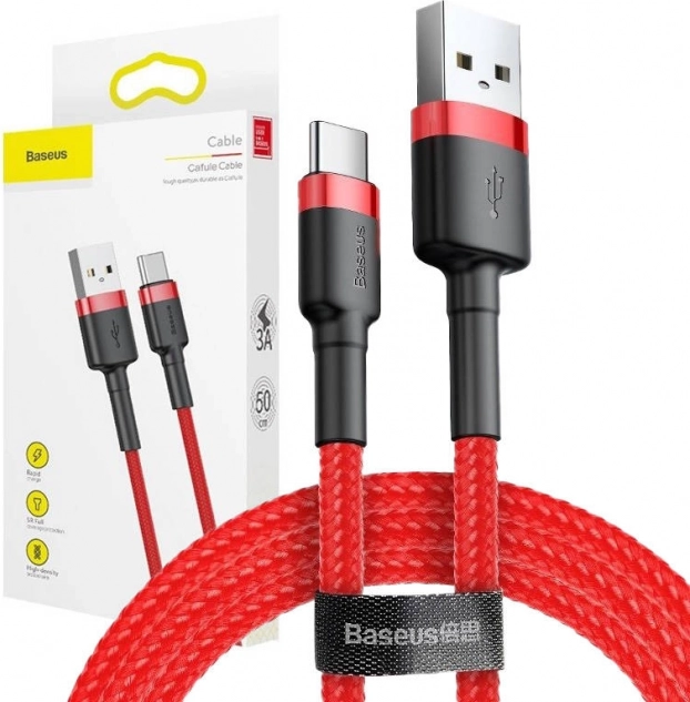 Baseus Cafule USB‑C кабел 3 m, 2 A – червен