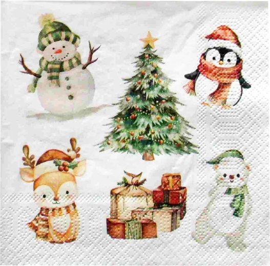 Christmas napkins with animals 33 × 33 cm, 3-ply