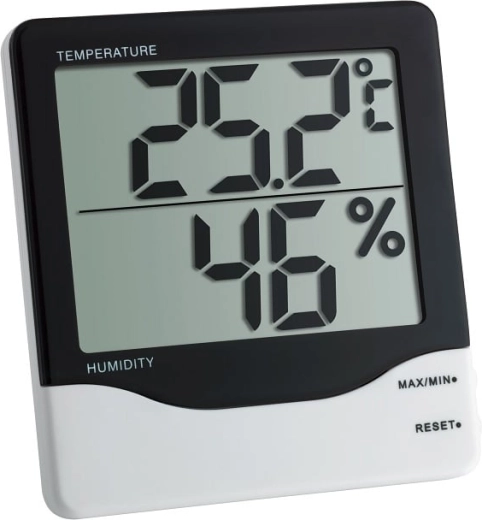 TFA Digital Thermometer with Hygrometer, Black and White
