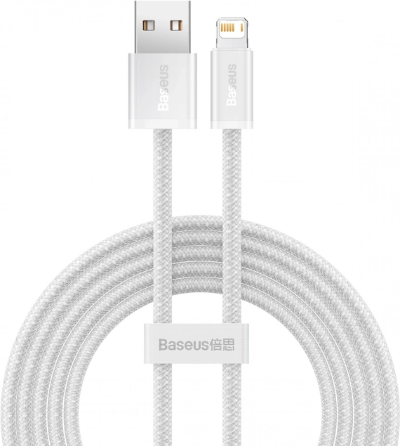 Baseus Dynamic кабел USB–Lightning 2 m, бързо зареждане 2,4 A (бял)