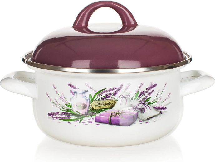Емайлирана тенджера Lavender 22 см с капак, 2,9 л
