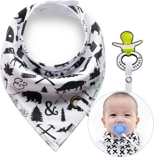 Лигавник с клипс за биберон Горски животни