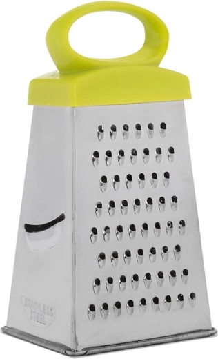 Four-sided stainless steel grater with plastic elements