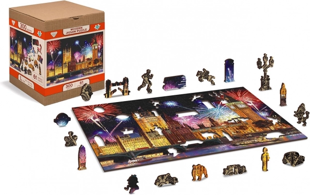 Дървен пъзел Нощен Лондон 2в1, 150 части