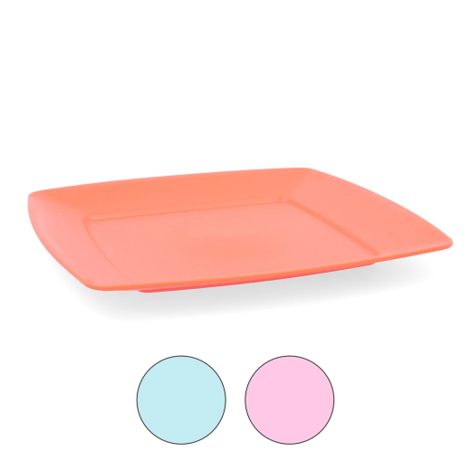 Square shallow plate 23.5 cm made of durable plastic