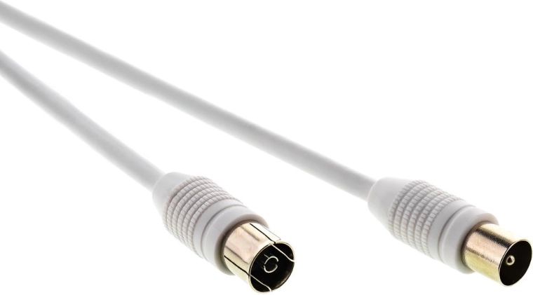 Sencor IEC male–female antenna coaxial cable, 7.5 m, white