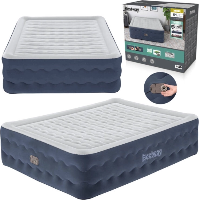 Bestway Queen Tritech Air Mattress with Built-in Pump 203 × 152 × 51 cm