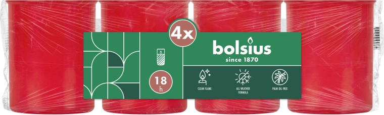 Set of cemetery candles without lid red 4×18 h