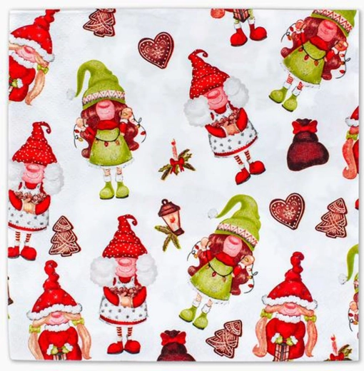 Christmas paper napkins with elf motif 33 × 33 cm, 3-ply, 20 pcs TORO