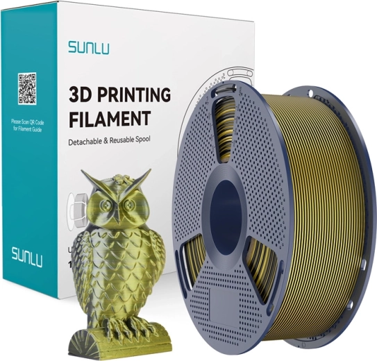 Sunlu PLA+ Silk двуцветен филамент черен и златен