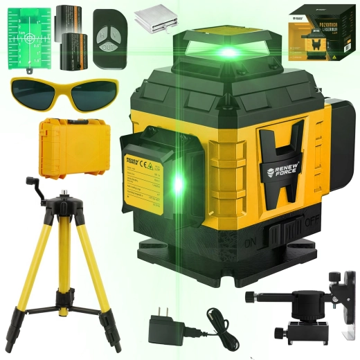 Кръстосан лазер 4D с 16 линии 360° и статив Renew Force