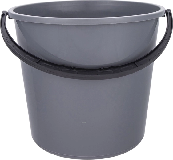 Plastic bucket with plastic handle, 5 l, grey