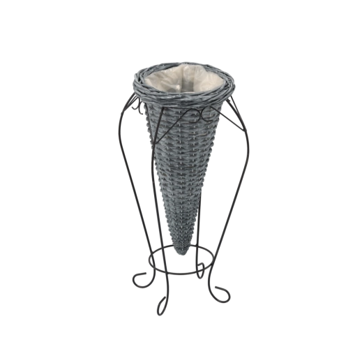 Wicker planter cover on legs, grey, 20 × 54 cm