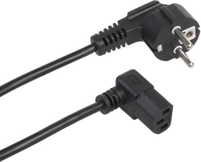 Ъглов захранващ кабел EU CEE 7/7 към IEC C13, 3 м – Maclean