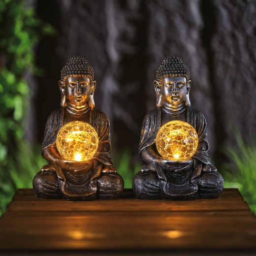 Solar Buddha Statue with Warm White LED Lighting