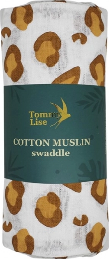 Tommy Lise памучна муселинова пелена бял леопард 120 × 120 см