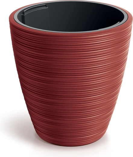 Vena Round Planter 39 cm – retro red plastic cover with insert
