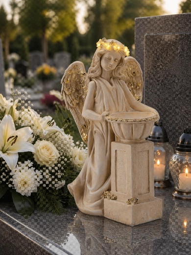 Decorative angel with bowl and LED lighting