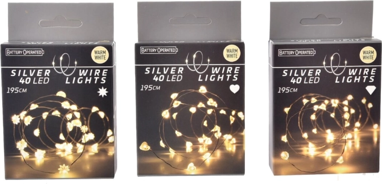 Yellow LED string lights 40 LEDs (3 variants)