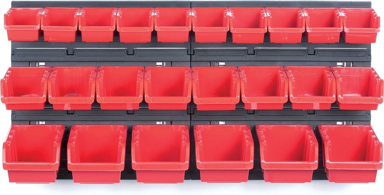 Hanging panel with 24 tool boxes ORDERLINE 800 × 165 × 400 mm