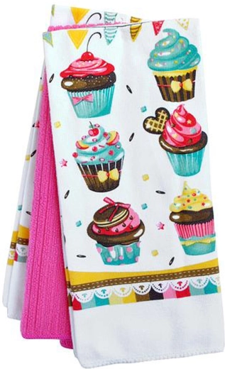TORO kitchen towels cupcakes, 38 × 64 cm, set of 3 pcs