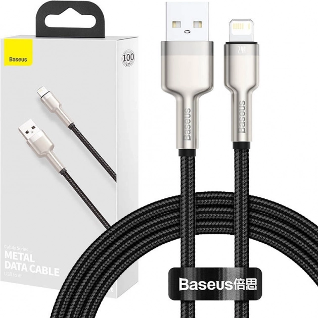 USB‑A към Lightning кабел BASEUS Cafule 1 m, 2,4 A – черен