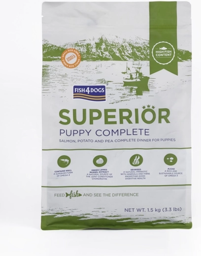 Fish4Dogs superior малки гранули за кученца със сьомга и картофи 1,5 кг